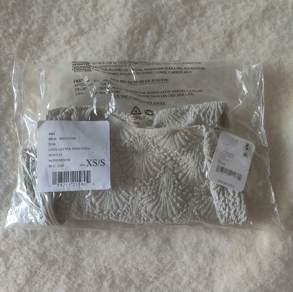 NEW FREE PEOPLE Love Letter Sweetheart Cami Moss XS/S - Picture 8 of 14